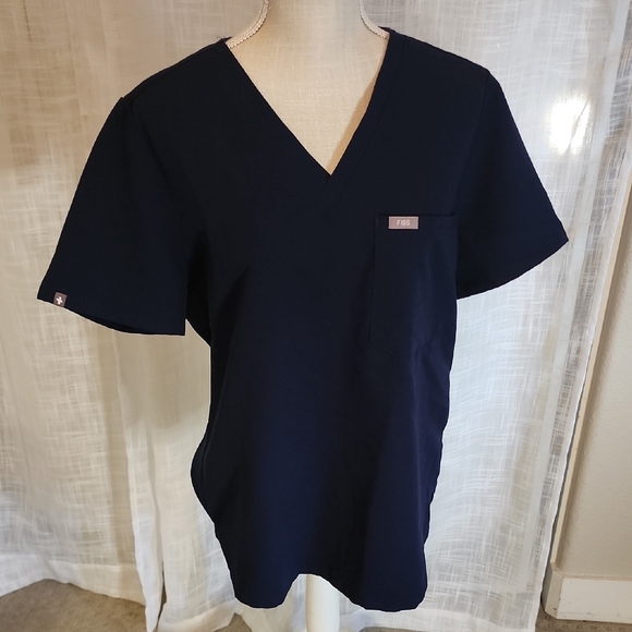 Figs Catarina Navy Blue V Neck Scrub Top Size Large - Picture 1 of 3